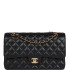 CC Medium Classic Double Flap Bag Black Caviar Gold Hardware